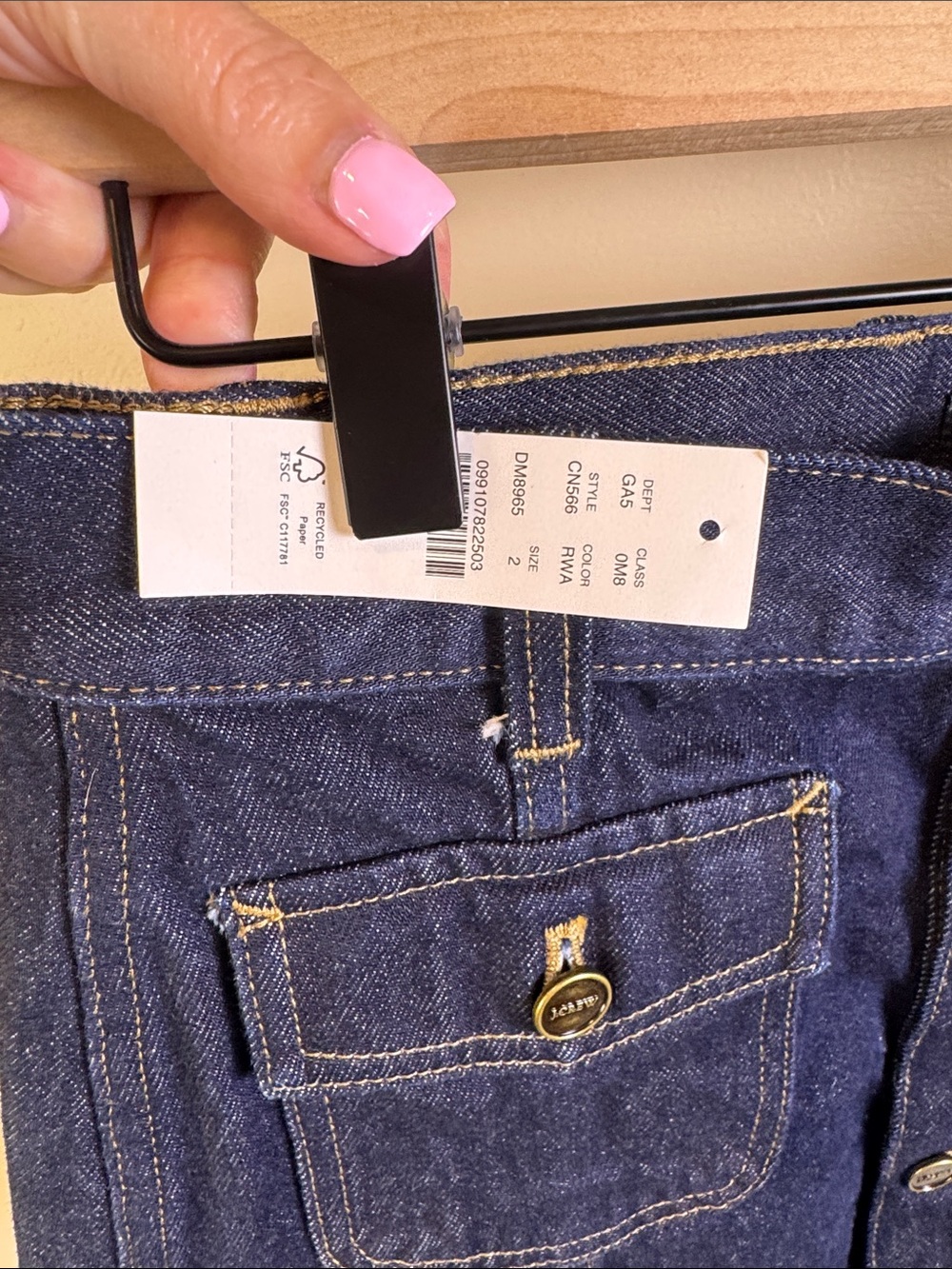 J.Crew Dark Wash Denim A-Line Button Front Skirt - Size 2 - Picture 3 of 7